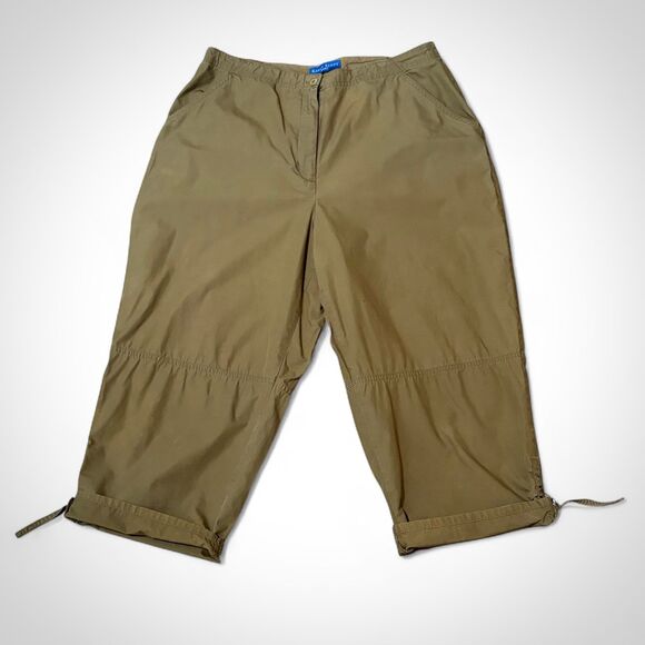 Karen Scott Sport 100% Cotton Olive Green Easy Cropped Capri Pants size 14 - Picture 1 of 8